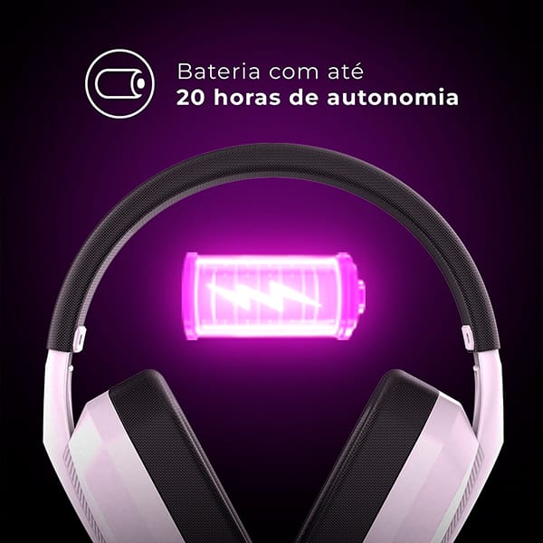 Headset Gamer sem fio, Conexão Bluetooh e P3, Preto e Branco, PH703, Warrior - CX 1 UN