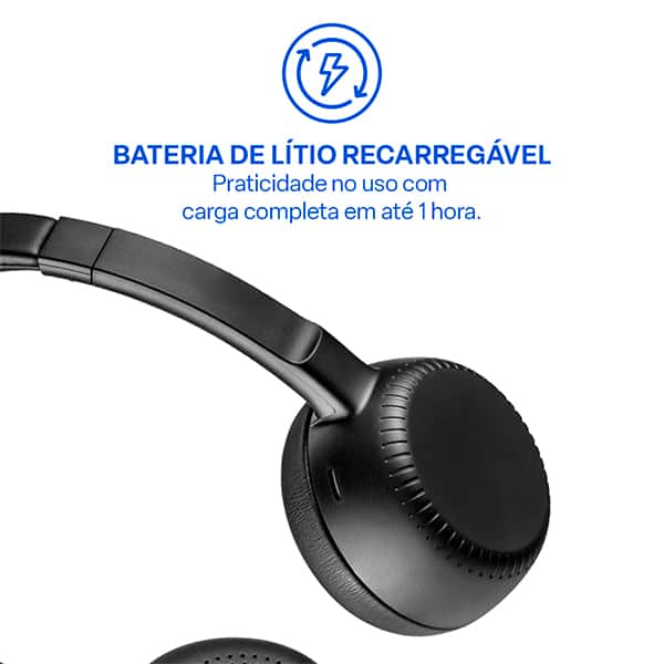 Headset Bluetooth HBT1500, Bateria Recarregável, Haste e Microfone Ajustáveis, Bluetooth 5.4, Microfone com cancelamento de Ruídos, PH503, Multi - CX 1 UN