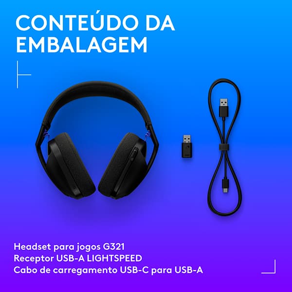 Headset Gamer G321 Lightspeed, Sem fio, Bluetooth, Preto, 981-001562, Logitech G - CX 1 UN