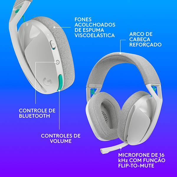 Headset Gamer G321 Lightspeed, Sem fio, Bluetooth, Branco, 981-001568, Logitech G - CX 1 UN
