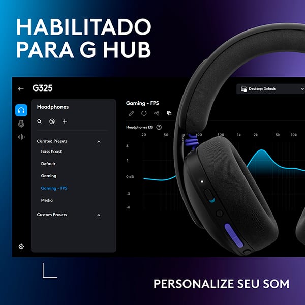 Headset Gamer G325 Lightspeed, Sem fio, Bluetooth, para PC, PlayStation, Nintendo Switch 1 e 2, Preto, 981-001523, Logitech G - CX 1 UN