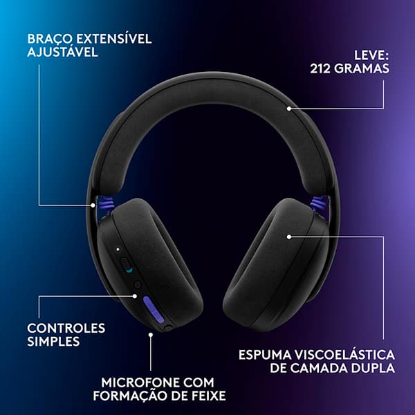 Headset Gamer G325 Lightspeed, Sem fio, Bluetooth, para PC, PlayStation, Nintendo Switch 1 e 2, Preto, 981-001523, Logitech G - CX 1 UN