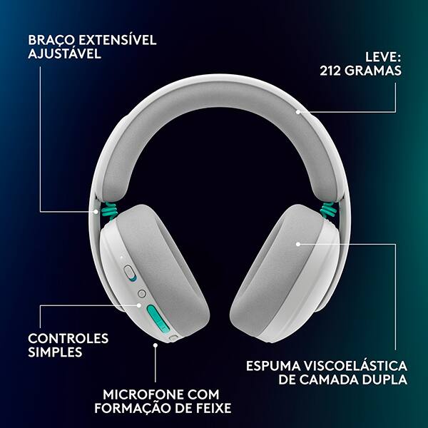 Headset Gamer G325 Lightspeed, Sem fio, Bluetooth, para PC, PlayStation, Nintendo Switch 1 e 2, Branco, 981-001530, Logitech G - CX 1 UN