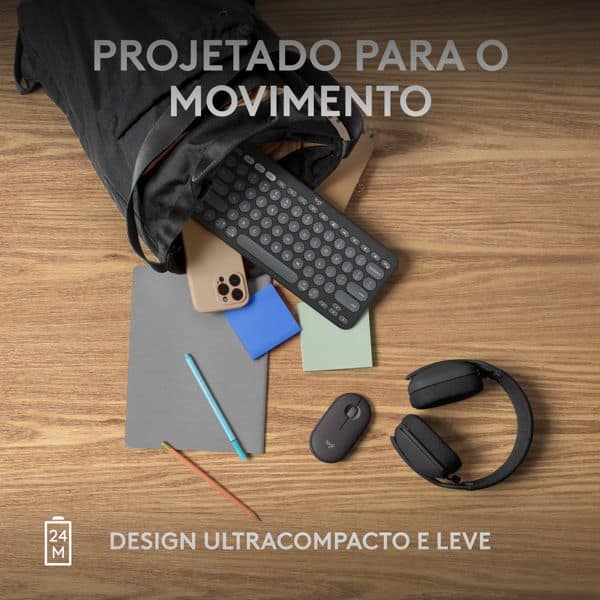 Mouse sem fio Logitech Pebble 2 M350s com Clique Silencioso, Conexão ou Bluetooth e Pilha Inclusa- Grafite CX 1 UN