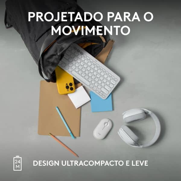 Mouse sem fio Logitech Pebble 2 M350s com Clique Silencioso, Conexão Bluetooth e Pilha Inclusa- Branco CX 1 UN