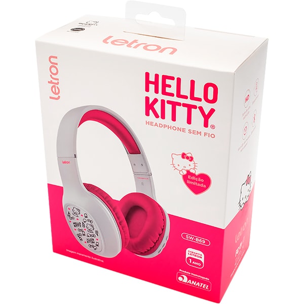 Headphone Bluetooth, Hello Kity, 74800, Letron - CX 1 UN