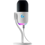 Microfone Dinâmico Gamer Logitech G Yeti GX com RGB LIGHTSYNC, USB Plug and Play para Gravação de Conteúdo e Streaming - Branco CX 1 UN