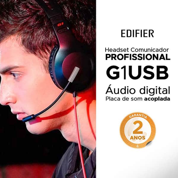 Headset Gamer USB profissional, G1-USB, Microfone com Redução de Ruído, Preto, Edifier - CX 1 UN