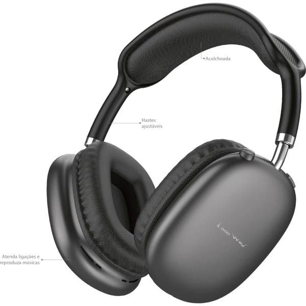 Headphone Bluetooth 6.0, P2, Microfone Integrado, Preto, E15, Loop Way - CX 1 UN Headphone Bluetooth 6.0, P2, Microfone Integrado, Preto, E15, Loop Way - CX 1 UN