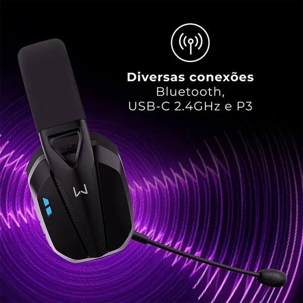 Headset Gamer PH704, Conexão USB, Bluetooth, P3, Microfone Removível, Compatibilidade PC, PS4, PS5, laptop, Mac, Xbox One, Nintendo Switch e dispositivos mobile, Preto, Warrior - CX 1 UN Headset Gamer PH704, Conexão USB, Bluetooth, P3, Microfone Removível, Compatibilidade PC, PS4, PS5, laptop, Mac, Xbox One, Nintendo Switch e dispositivos mobile, Preto, Warrior - CX 1 UN