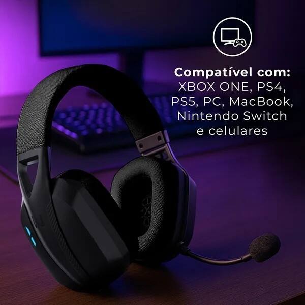 Headset Gamer PH704, Conexão USB, Bluetooth, P3, Microfone Removível, Compatibilidade PC, PS4, PS5, laptop, Mac, Xbox One, Nintendo Switch e dispositivos mobile, Preto, Warrior - CX 1 UN Headset Gamer PH704, Conexão USB, Bluetooth, P3, Microfone Removível, Compatibilidade PC, PS4, PS5, laptop, Mac, Xbox One, Nintendo Switch e dispositivos mobile, Preto, Warrior - CX 1 UN