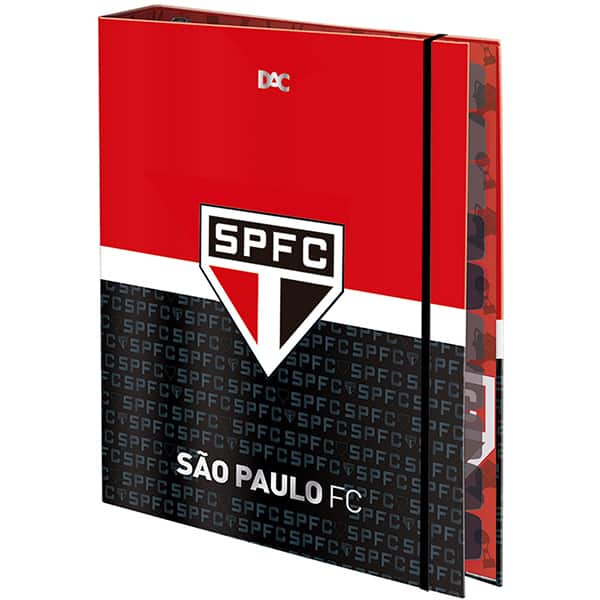 Fichário universitário 4 argolas com elástico, SPFC, 5219, DAC - PT 1 UN