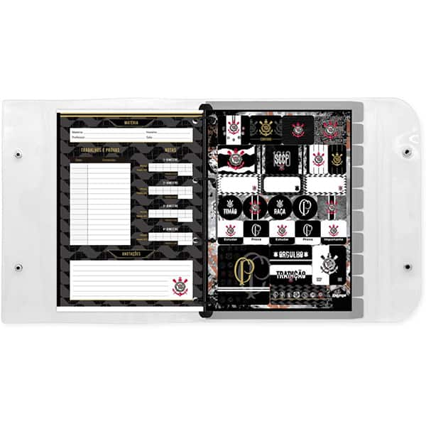 Fichário Universitário 4 Argolas com 200 Folhas Corinthians Spiral - PT 1 UN