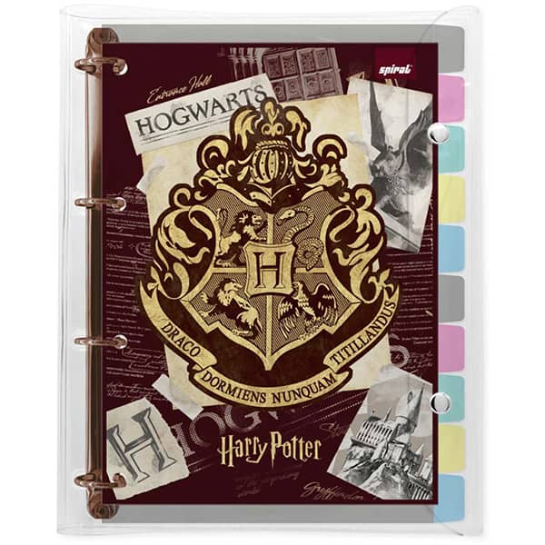 Fichário Universitário 4 Argolas com 200 Folhas, Harry Potter, Hogwarts, 2515633, Spiral Hpt - PT 1 UN