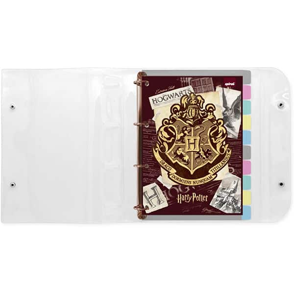 Fichário Universitário 4 Argolas com 200 Folhas, Harry Potter, Hogwarts, 2515633, Spiral Hpt - PT 1 UN