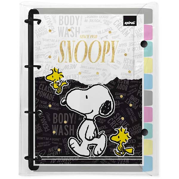 Fichário Universitário 4 Argolas com 200 Folhas, Snoopy, 2515664, Spiral Sno - PT 1 UN