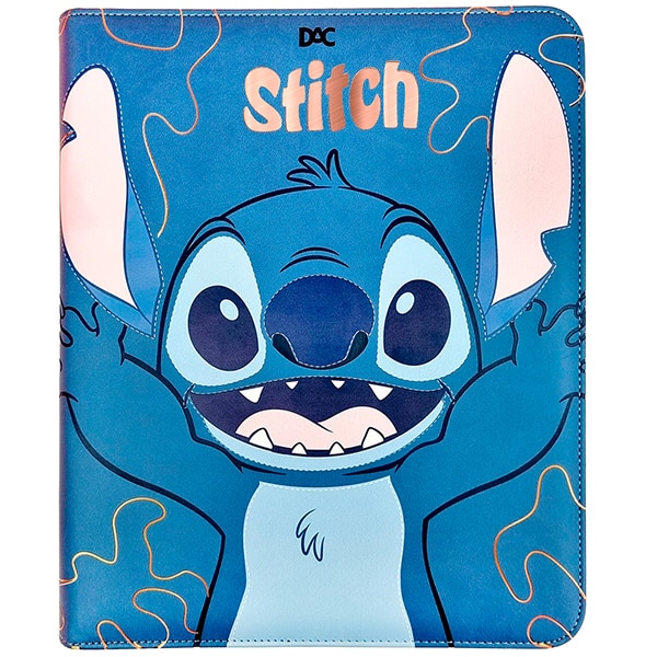 Fichário universitário 4 argolas com zíper Stitch Disney 4827 DAC - PT 1 UN