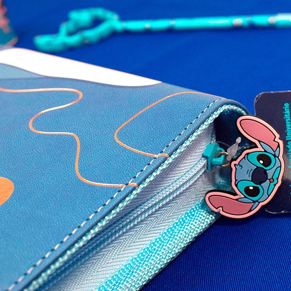 Fichário universitário 4 argolas com zíper Stitch Disney 4827 DAC - PT 1 UN