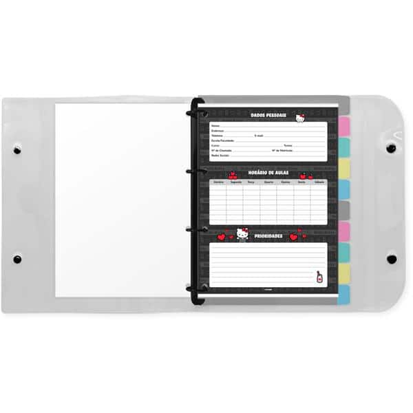 Fichário Universitário 4 Argolas com 200 Folhas, Hello Kitty, 2646804, Spiral Hki - PT 1 UN