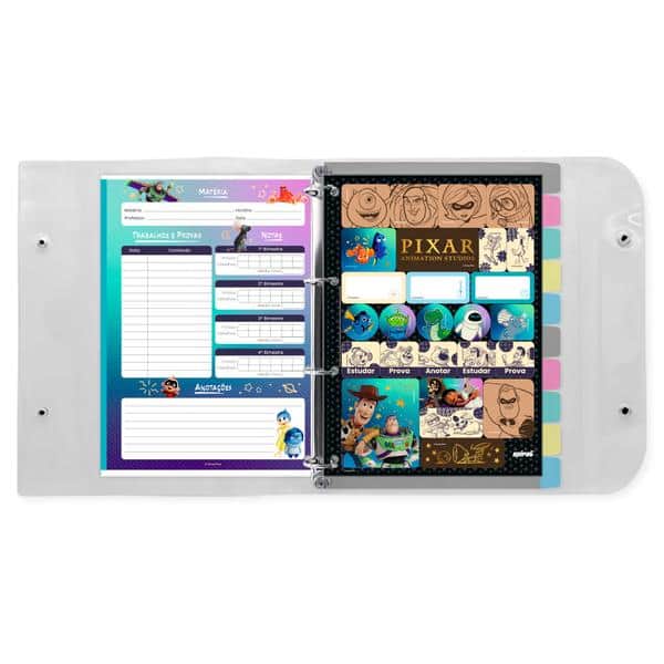 Fichário Universitário 4 Argolas com 200 Folhas, Pixar, 2646811, Spiral Px - PT 1 UN Fichário Universitário 4 Argolas com 200 Folhas, Pixar, 2646811, Spiral Px - PT 1 UN