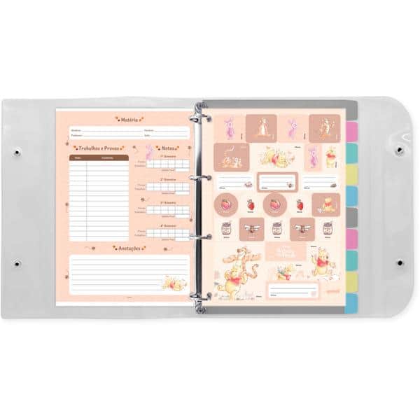 Fichário universitário 200fls 4 arg. Pooh 2646828 Spiral Pooh PT 1 UN