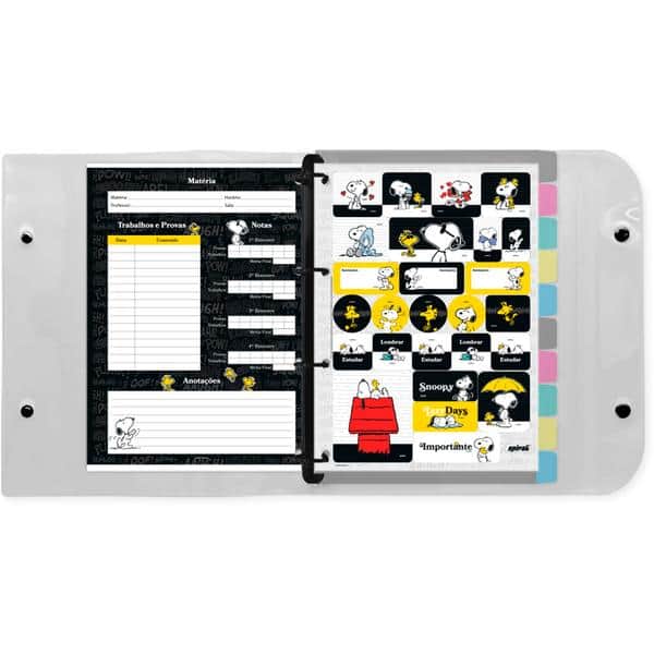 Fichário universitário 200fls 4 arg. Snoopy 2646835 Spiral Sno PT 1 UN