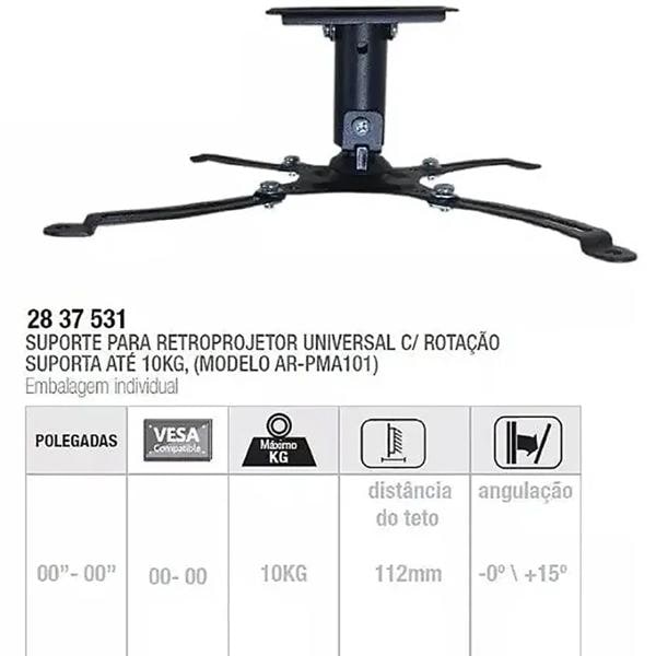 Suporte de teto p/projetor univers. AR-PMA101 28.37.531 Mxt CX 1 UN