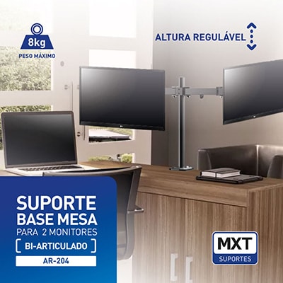 Suporte para monitor bi-articulado para dois monitores, de 13 a 32 polegadas, 28.37.551, Mxt - CX 1 UN