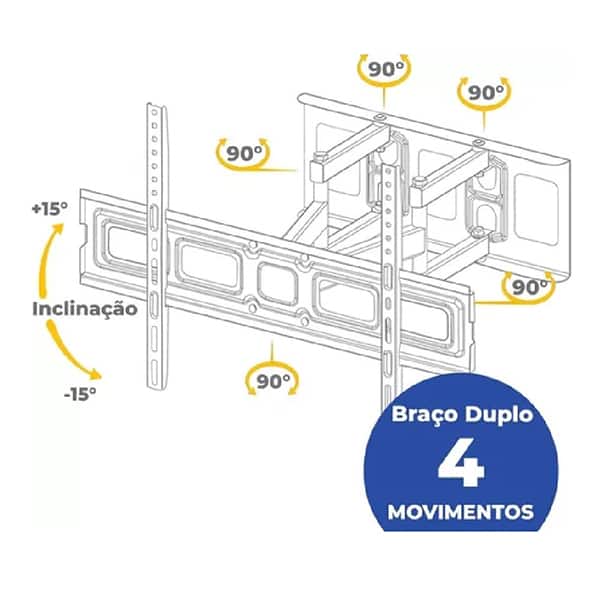 Suporte para TV multiarticulado, de 32 a 80 polegadas, AR-E20MDN, Mxt - CX 1 UN
