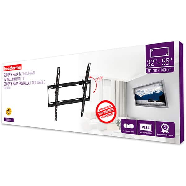 Suporte para TV articulado 32 a 55 polegadas, SBRP415, Brasforma - CX 1 UN