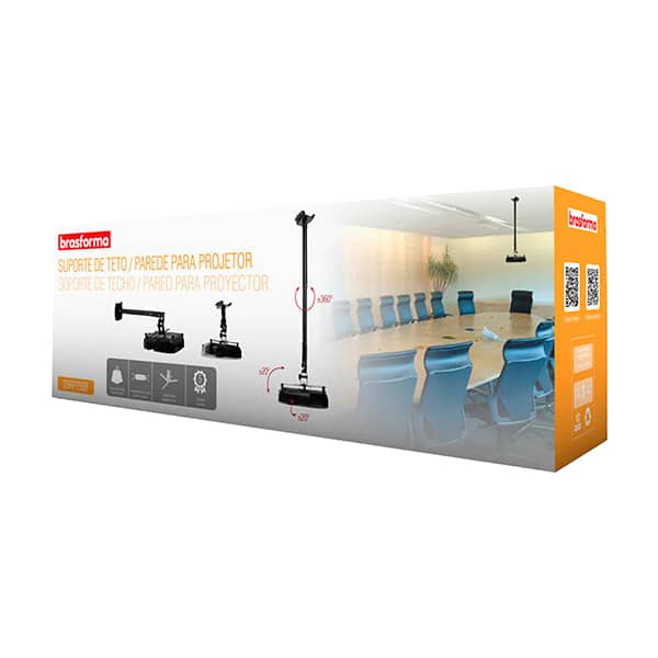 Suporte de teto para projetor, Preto, SBRP756, Brasforma - CX 1 UN