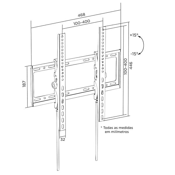Suporte para TV Multiarticulado 32 a 70 Polegadas, A03V4S, Elg - CX 1 UN Suporte para TV Multiarticulado 32 a 70 Polegadas, A03V4S, Elg - CX 1 UN