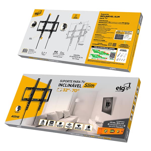 Suporte para TV Multiarticulado 32 a 70 Polegadas, A03V4S, Elg - CX 1 UN Suporte para TV Multiarticulado 32 a 70 Polegadas, A03V4S, Elg - CX 1 UN