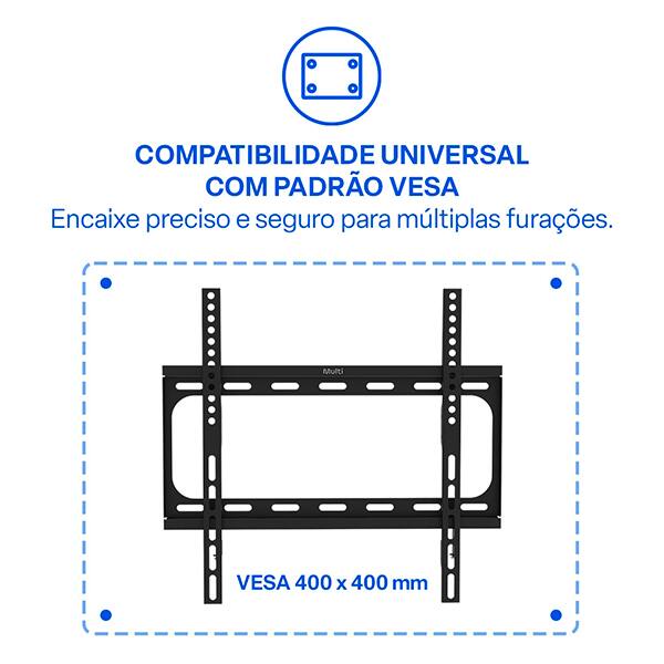 Suporte para TV fixo 23" a 60" SU103 Multilaser CX 1 UN Suporte para TV fixo 23" a 60" SU103 Multilaser CX 1 UN