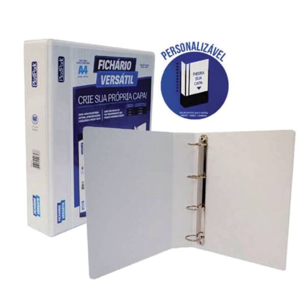 Fichário 4 argolas plástico A4 lombada 4.0 branco 312 Plastpark PT 1 UN