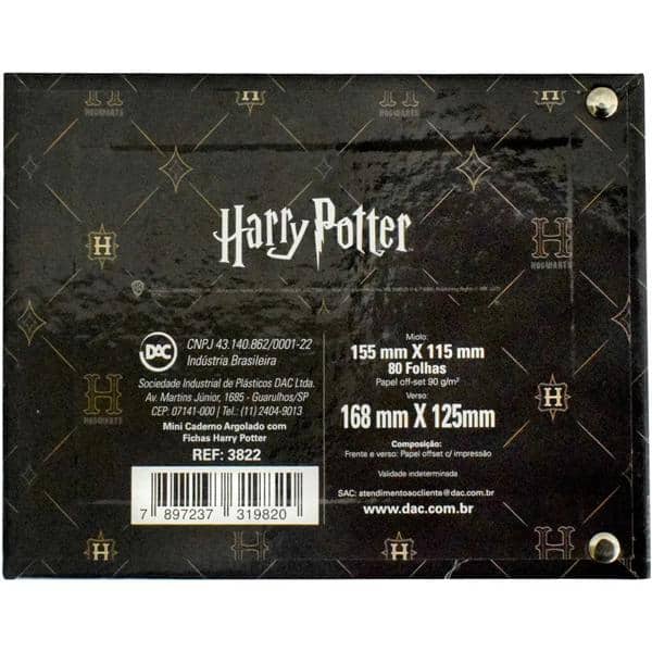 Mini caderno argolado, horizontal, 2 argolas, Harry Potter, 3822, DAC - PT 1 UN