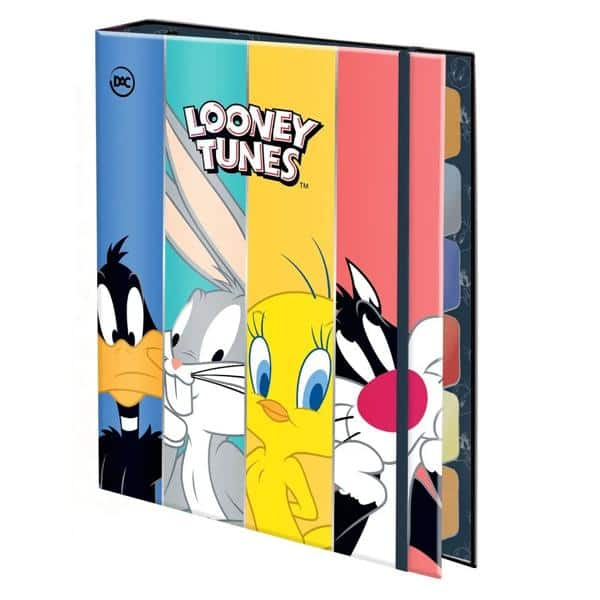 Fichário colegial Looney Tunes, 4 argolas 1/4, 48 folhas, 3756, DAC - PT 1 UN