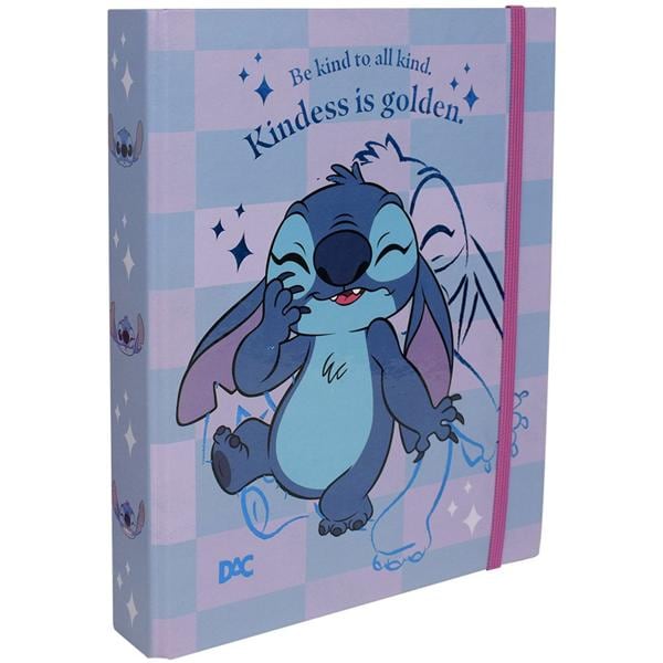 Fichário colegial 4 argolas, 48 folhas, Stitch Disney, 4076, DAC - PT 1 UN