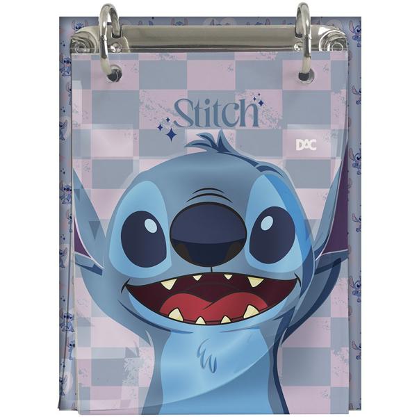 Mini Caderno Argolado, 2 argolas, 80 folhas, vertical, Stitch Disney, 4221, DAC - PT 1 UN