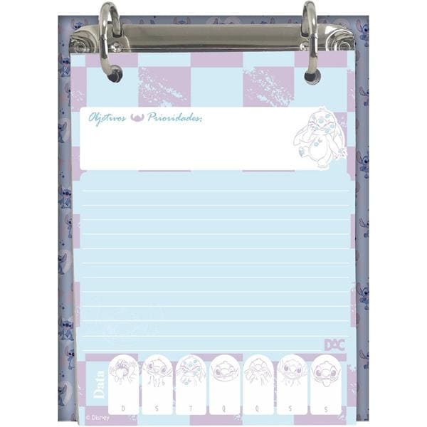 Mini Caderno Argolado, 2 argolas, 80 folhas, vertical, Stitch Disney, 4221, DAC - PT 1 UN