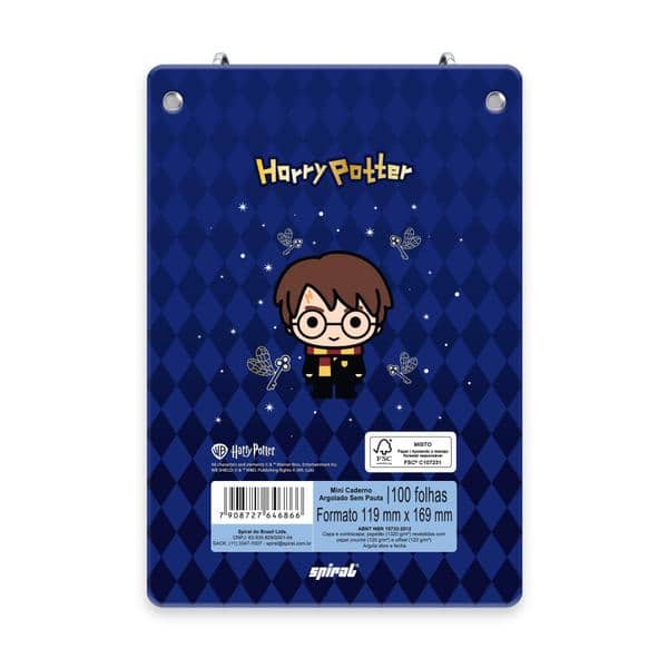 Mini Caderno Argolado Harry Potter Charms, Capa Dura, 2 argolas, 100 folhas, Vertical, 119 x169mm,  Spiral Hpc - PT 1 UN