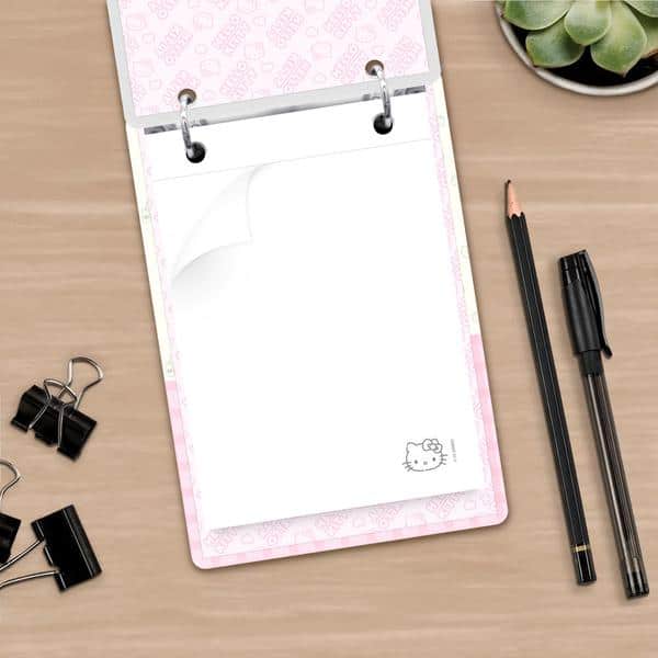 Mini Caderno Argolado Hello Kitty, Capa Dura, 2 argolas, 100 folhas, Vertical, 119 x169mm, Spiral Hki - PT 1 UN