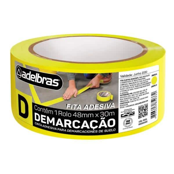 Fita para Demarcação de Solo, 48mmx30m, Amarela, Adelbras - PT 1 UN