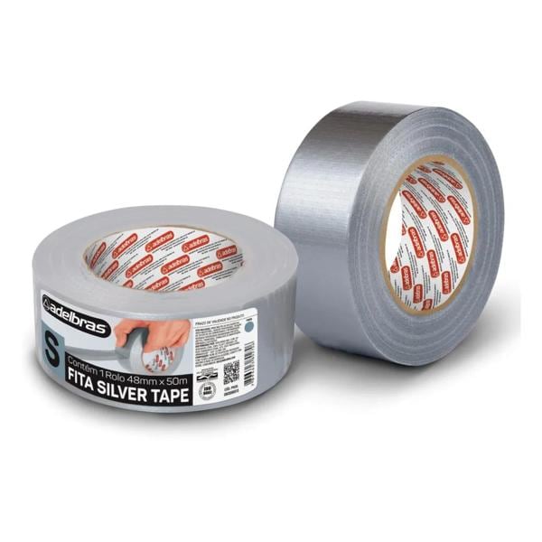 Fita Multi Uso reforçada Silver Tape, 48mmx50m, Prata, Adelbras - PT 1 UN