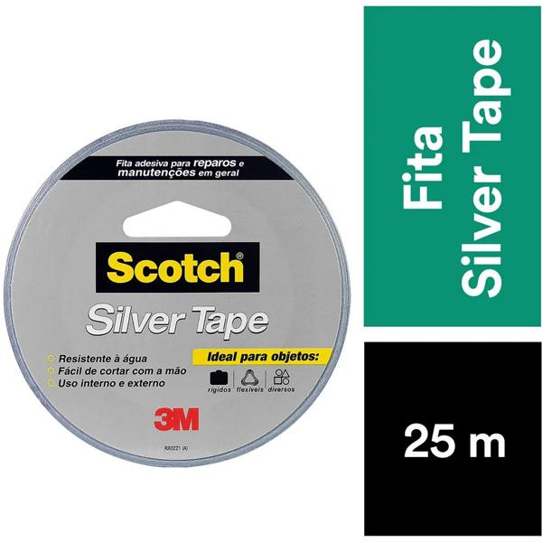 Fita Silver Tape 3M Scotch - 45 mm x 25 m - 1 UN