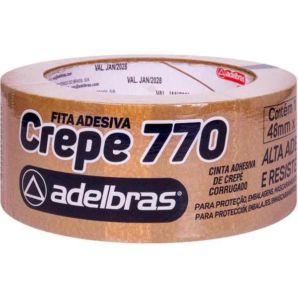 Fita para Embalagem de Papel Crepe Kraft corrugada, 48x50m, Adelbras - PT 1 UN