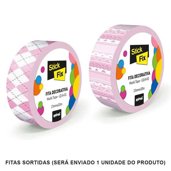 Fita adesiva decorativa 15x10 pattern (sortidos) Stick Fix PT 1 UN