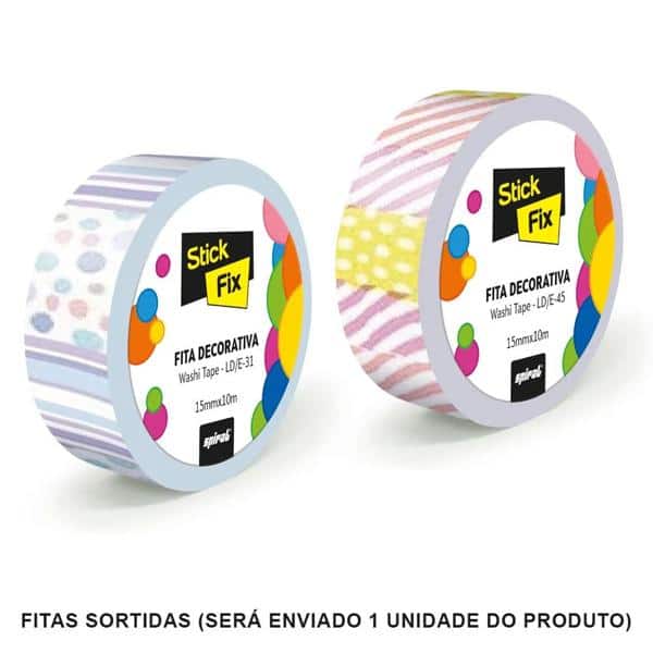 Fita adesiva decorativa 15x10 pattern (sortidos) Stick Fix PT 1 UN