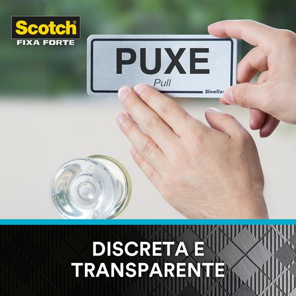 Fita Dupla Face 3M Scotch Fixa Forte Transparente - 12 mm x 2 m - BT 1 UN