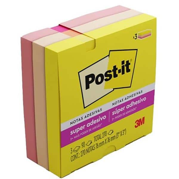 Bloco de Notas Adesivas Post-it Coleção Alegria, 76 x 76mm, 270 folhas, 3M - BL 3 UN